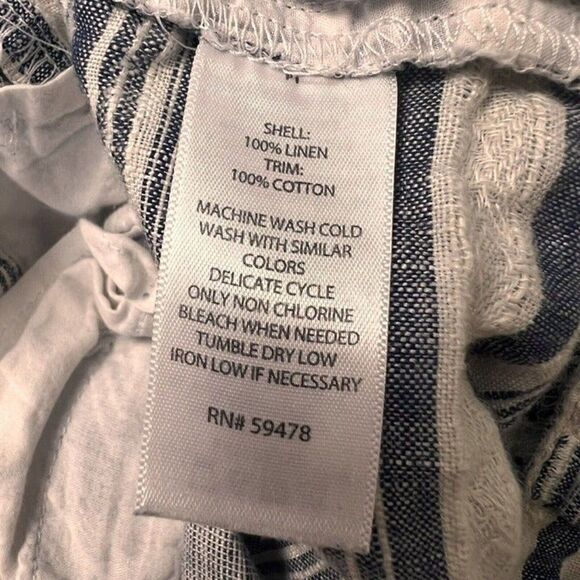 Artisan Ny Women’s Boho Striped Blue & White Linen Summer Short Mid Rise Size 4 - Picture 8 of 10